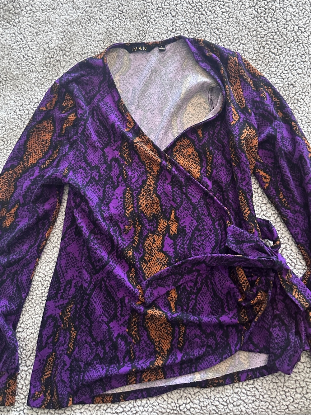 IMAN Purple & Orange Snakeskin Print Top
